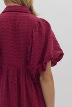Load image into Gallery viewer, Plum Bubble Sleeve Midi Dress