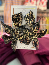 Load image into Gallery viewer, Black with Gold Flora Linny Earrings