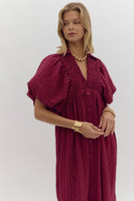 Load image into Gallery viewer, Plum Bubble Sleeve Midi Dress