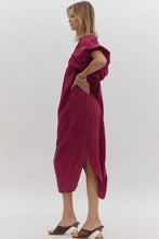 Load image into Gallery viewer, Plum Bubble Sleeve Midi Dress