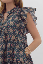 Load image into Gallery viewer, Indigo Ruffle Sleeve Dress