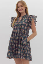 Load image into Gallery viewer, Indigo Ruffle Sleeve Dress