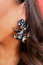 Load image into Gallery viewer, Black with Gold Flora Linny Earrings