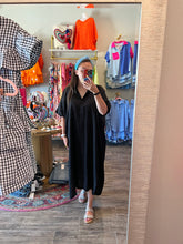 Load image into Gallery viewer, Black Button Down Shirt Dress