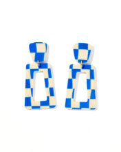 Load image into Gallery viewer, Kennedy Blue Checkered Linny Earrings
