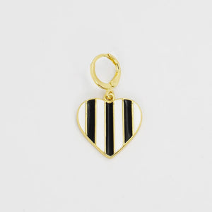 Black Stripes Heart Charm