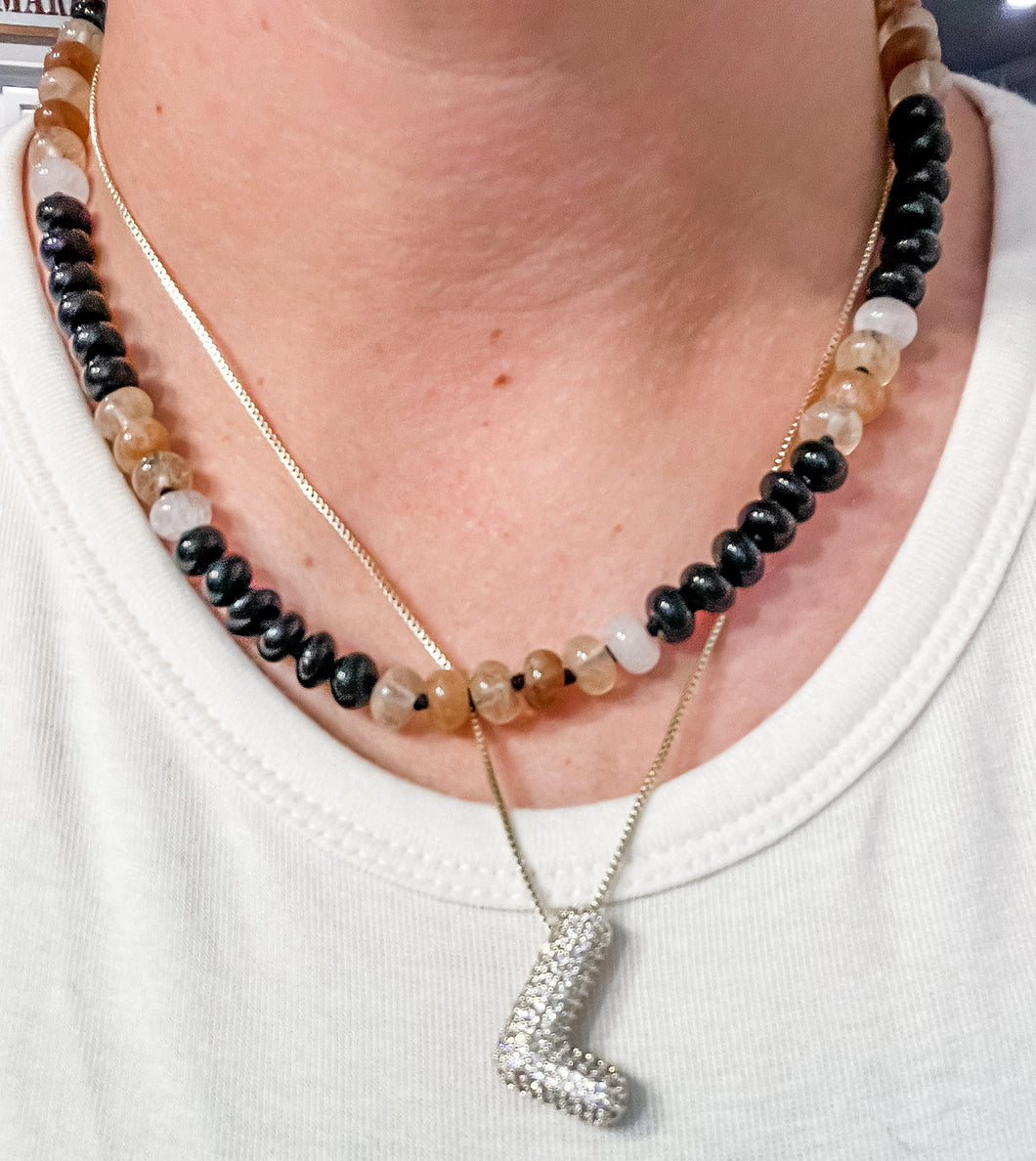 Black & Brown Gemstone Necklace