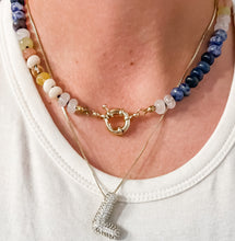 Load image into Gallery viewer, Navy Gold Gemstone Necklace
