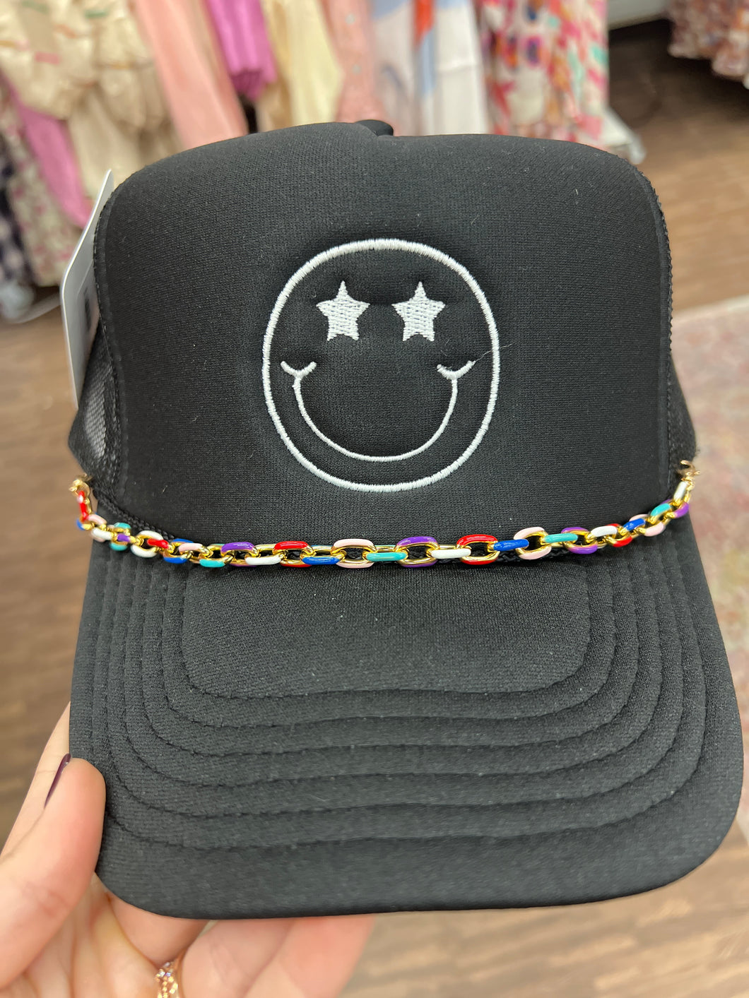 Black Happy Trucker w/ Chain