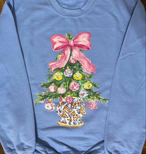 Load image into Gallery viewer, Carolina Blue Vintage Christmas Tree Crewneck
