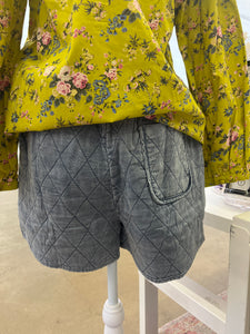 Quilted Pattern Denim Shorts