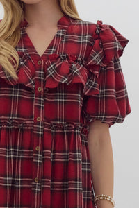 Christmas Plaid Dress-Red