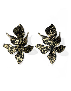 Black with Gold Flora Linny Earrings