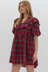 Christmas Plaid Dress-Red