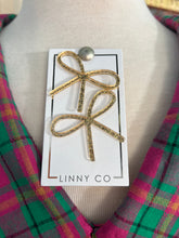 Load image into Gallery viewer, Gold Glitter Bow Linny Studs
