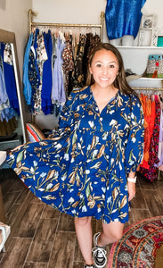 Navy Floral Mini Dress