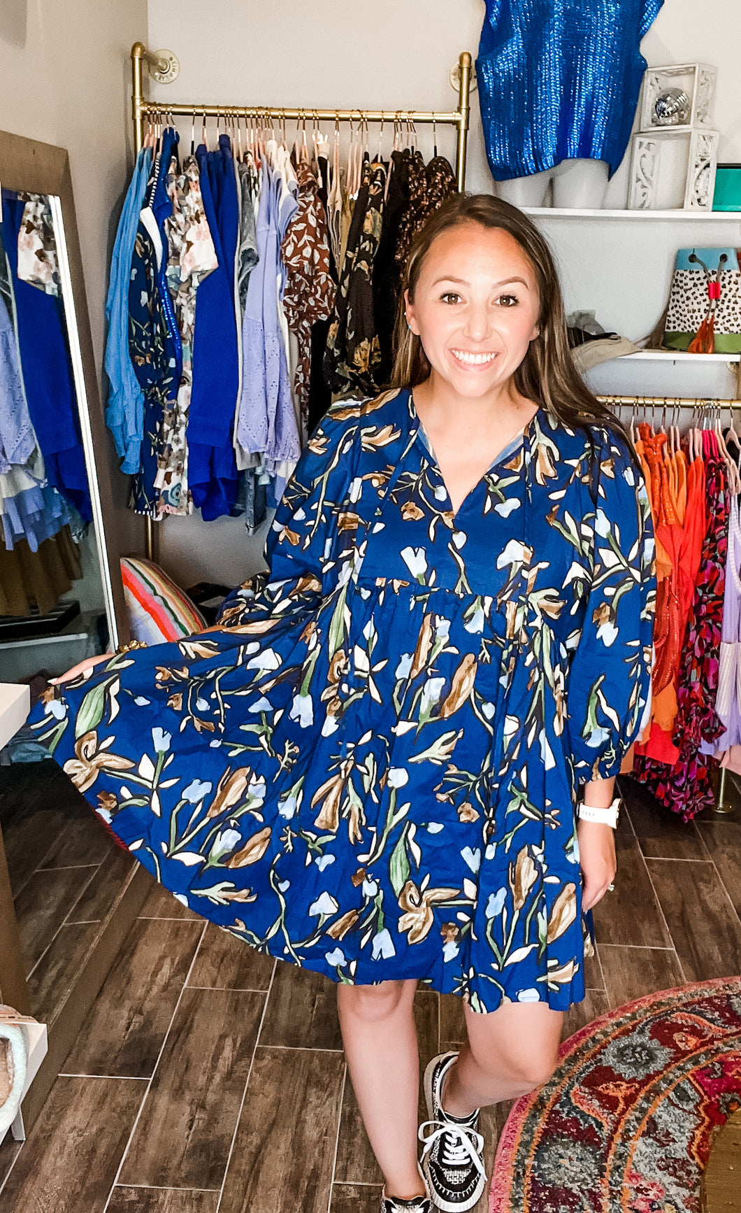 Navy Floral Mini Dress