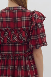 Christmas Plaid Dress-Red