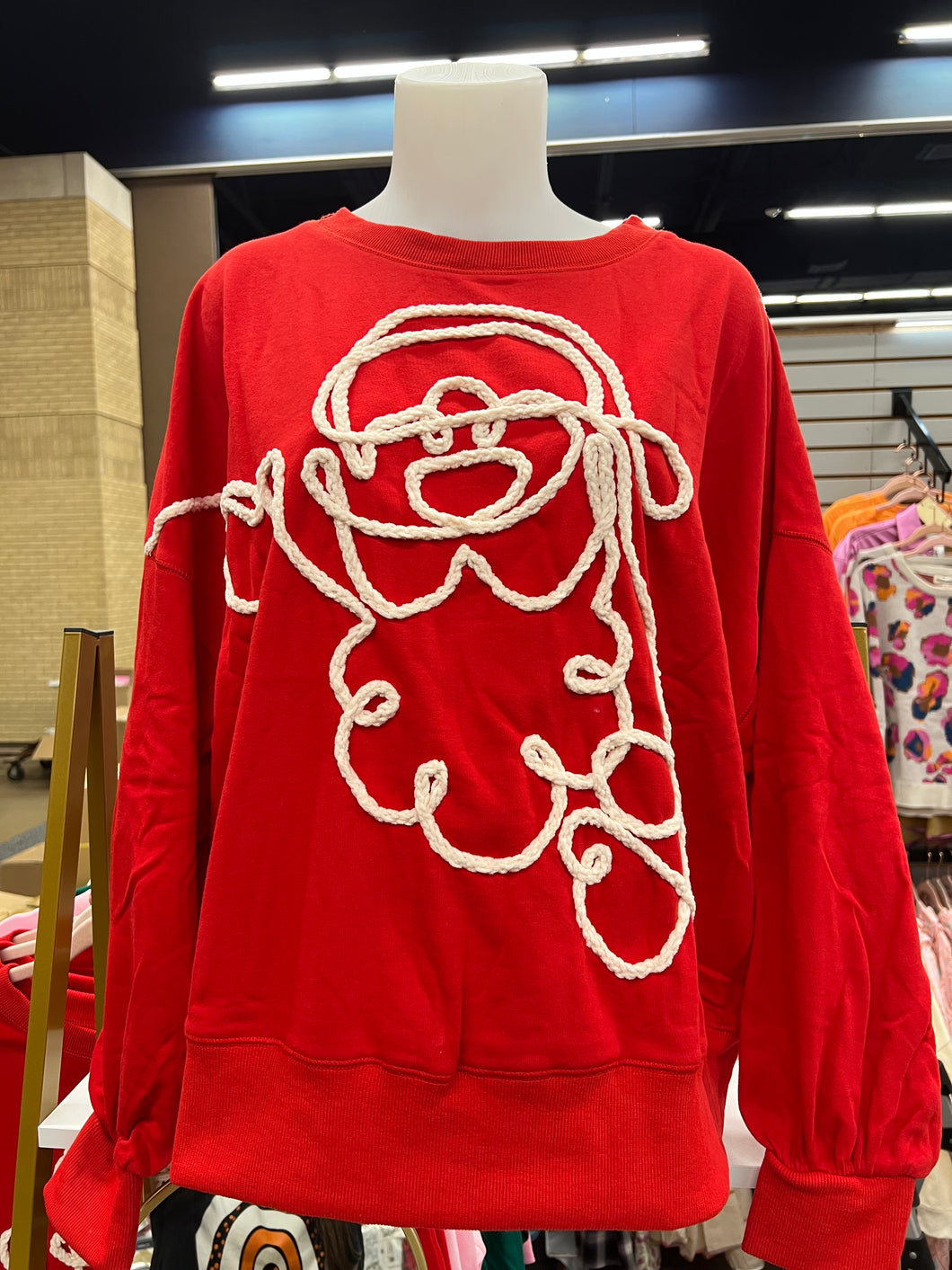 Red Embossed Santa Oversized Sweatshirt