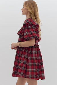 Christmas Plaid Dress-Red