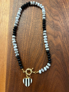 Black White Gemstone Necklace