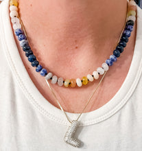 Load image into Gallery viewer, Navy Gold Gemstone Necklace
