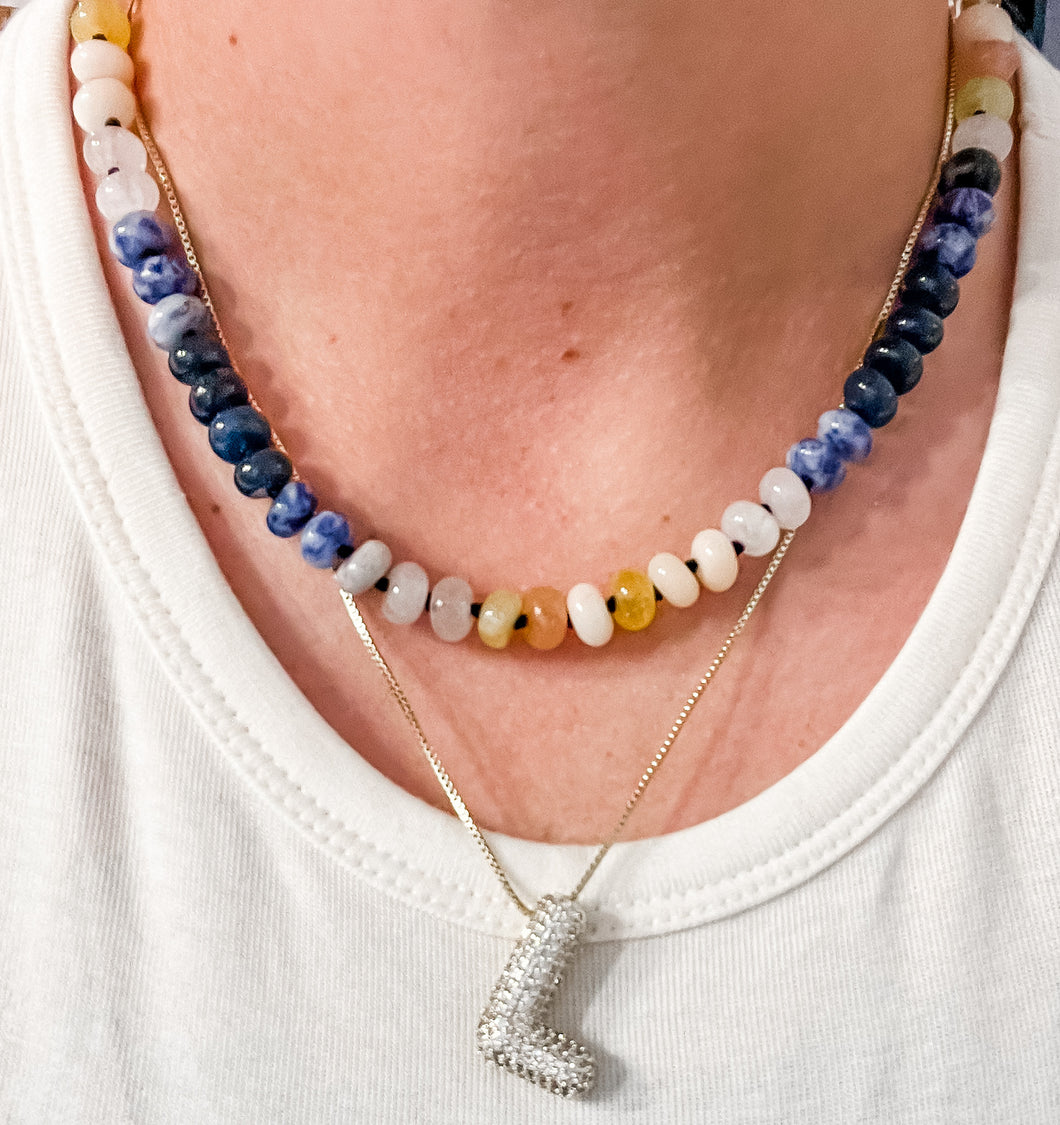 Navy Gold Gemstone Necklace