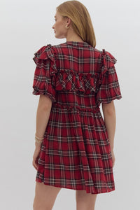 Christmas Plaid Dress-Red