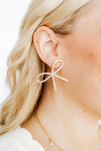 Load image into Gallery viewer, Gold Glitter Bow Linny Studs
