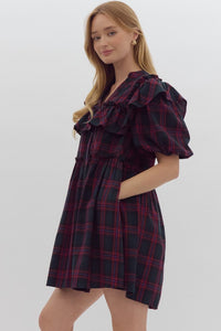 Christmas Plaid Dress-Green