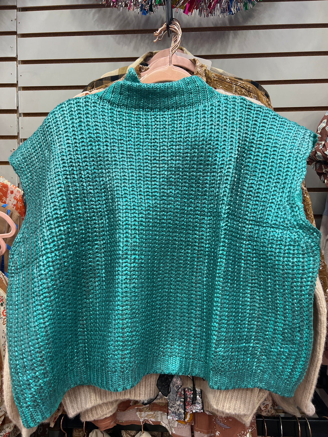 Emerald Metallic Sweater Top