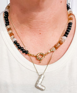 Black & Brown Gemstone Necklace