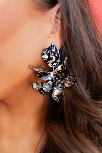 Black with Gold Flora Linny Earrings