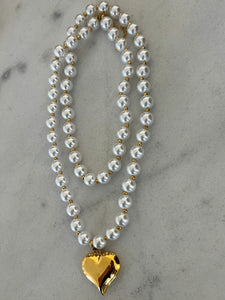 Wrap Around Pearl Heart Necklace