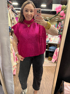 Pink Metallic Sweater Top