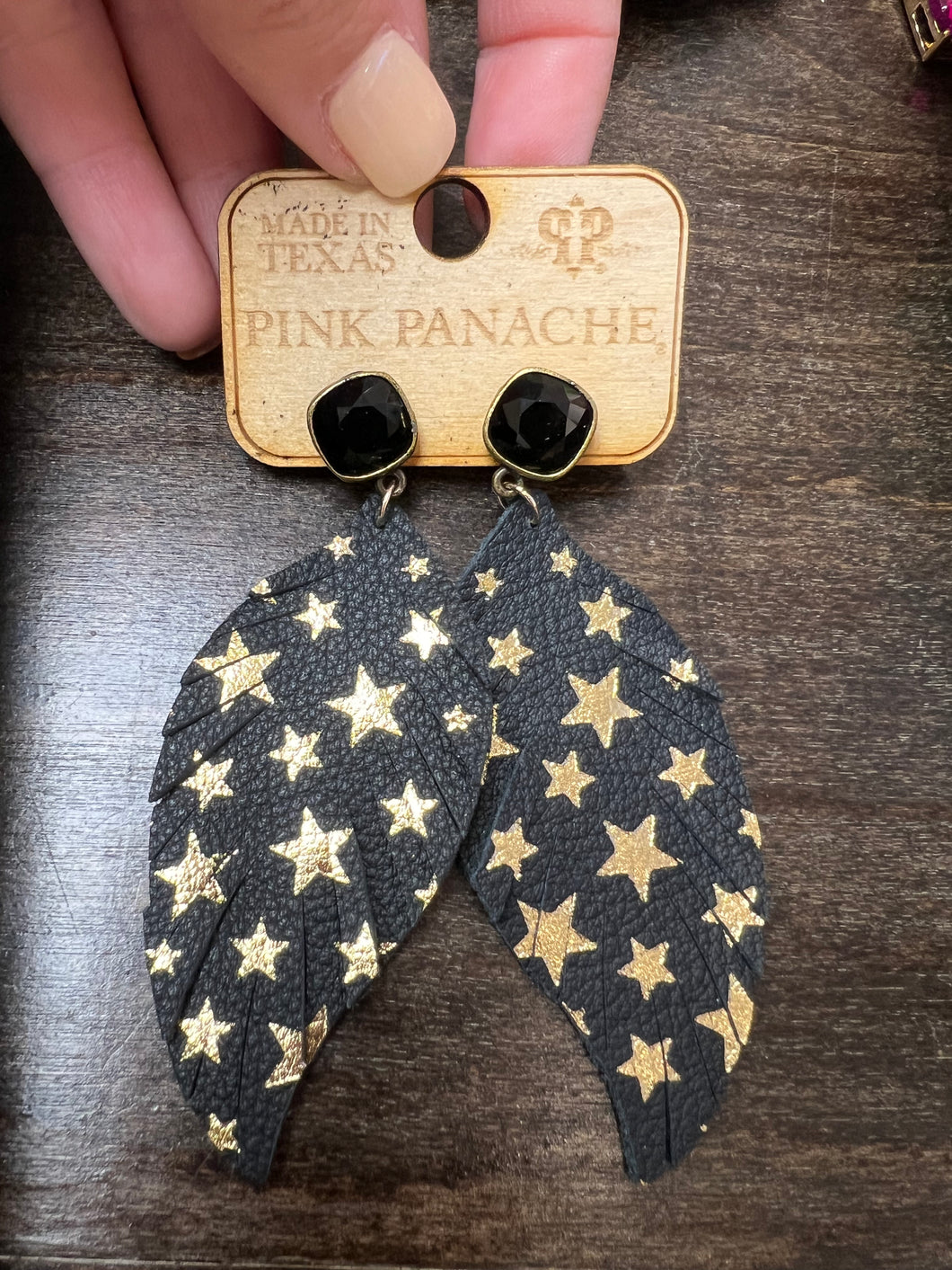 Pink Panache Black Star Earrings