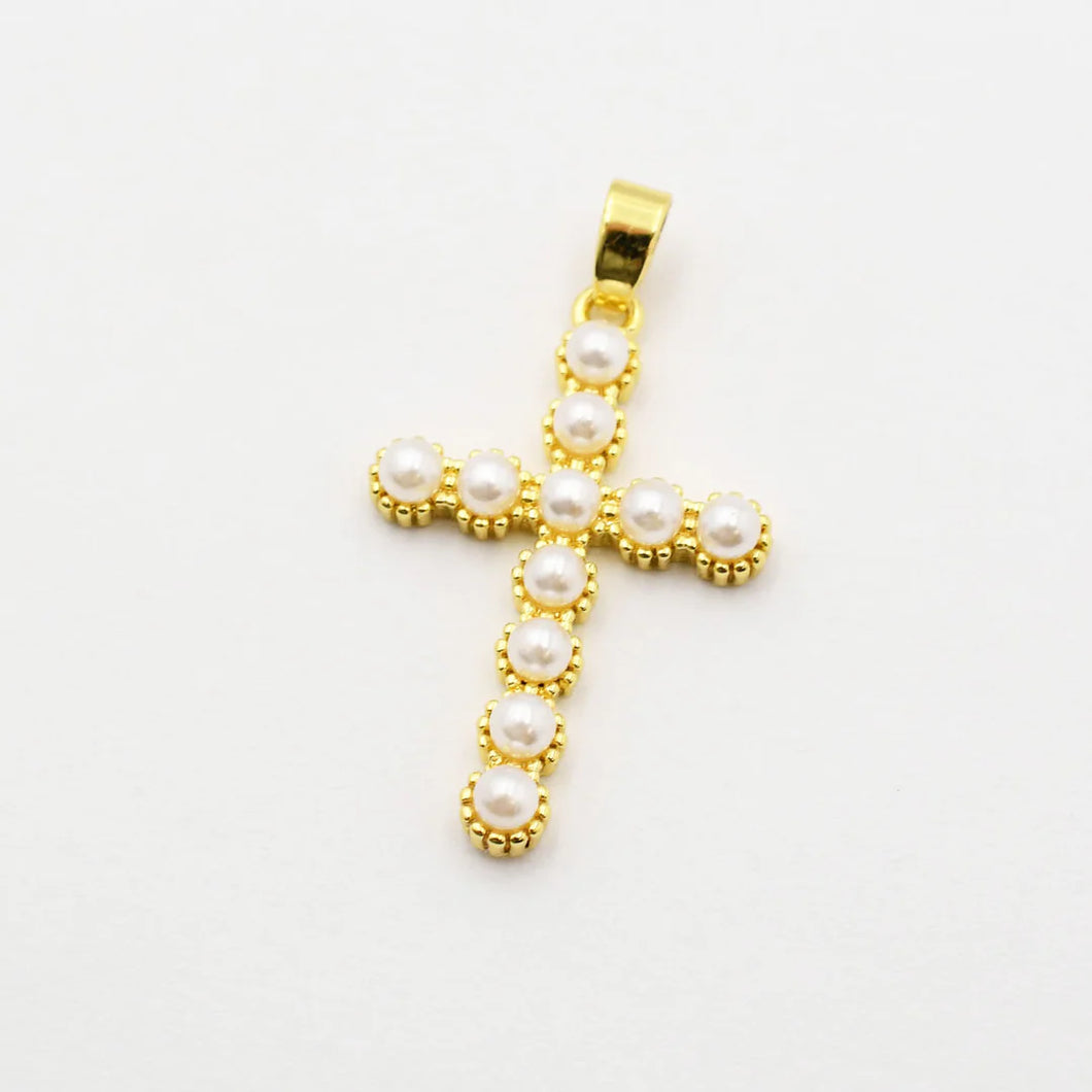 Pearl Cross Charm