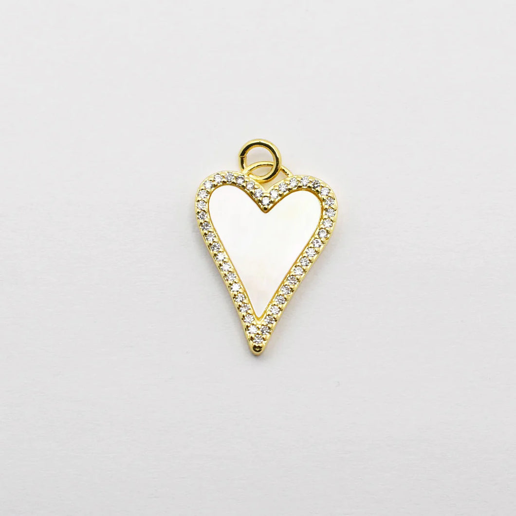 Pearl Long Heart Charm