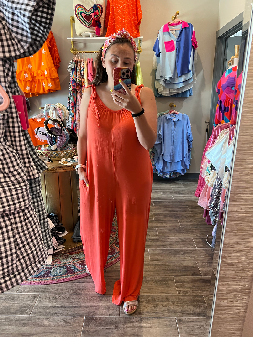 Hot Coral Lounge Jumpsuit