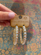 Load image into Gallery viewer, Crystal pink panache hoops
