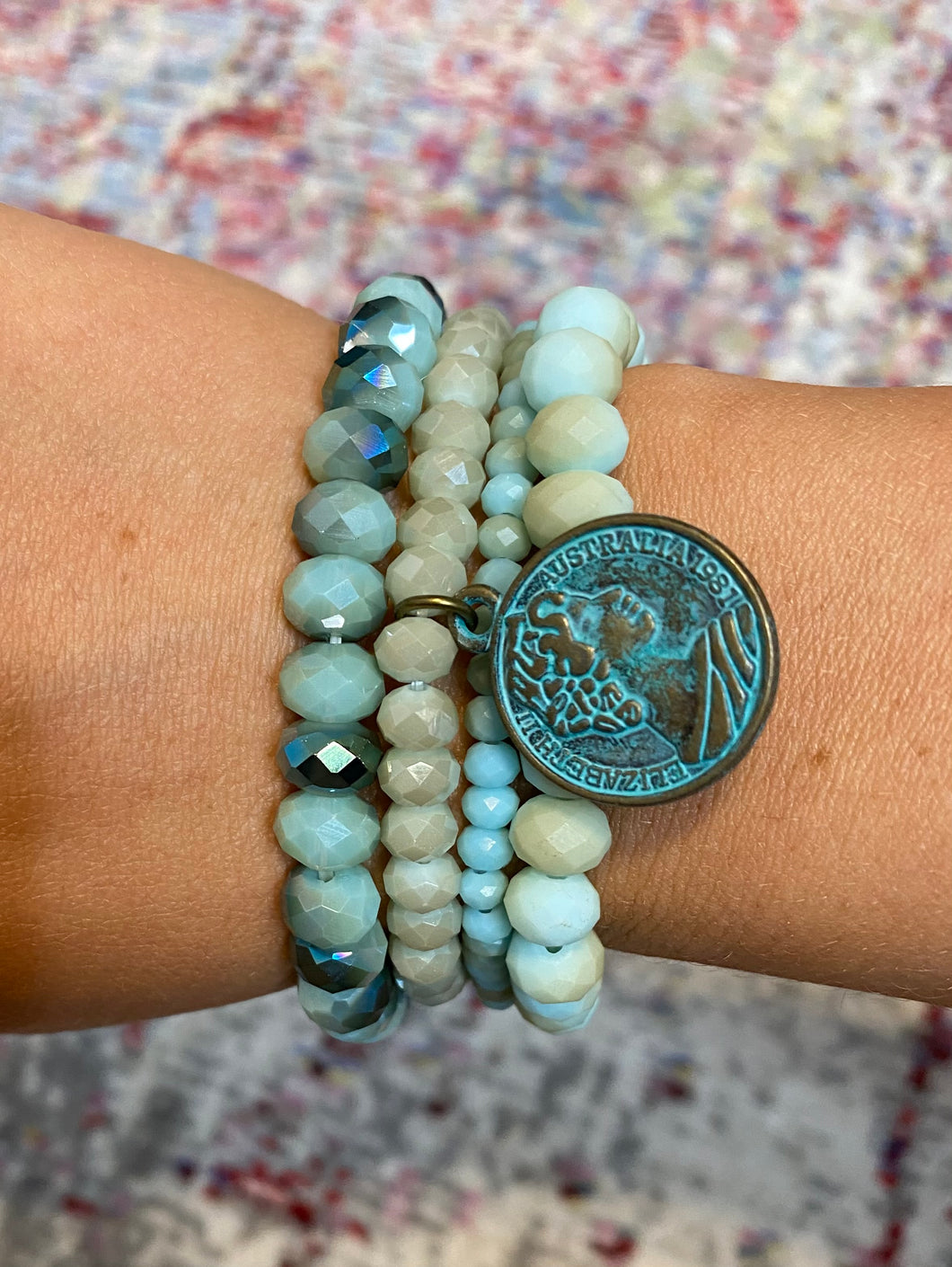 Turquoise Coin Pink Panache Stack