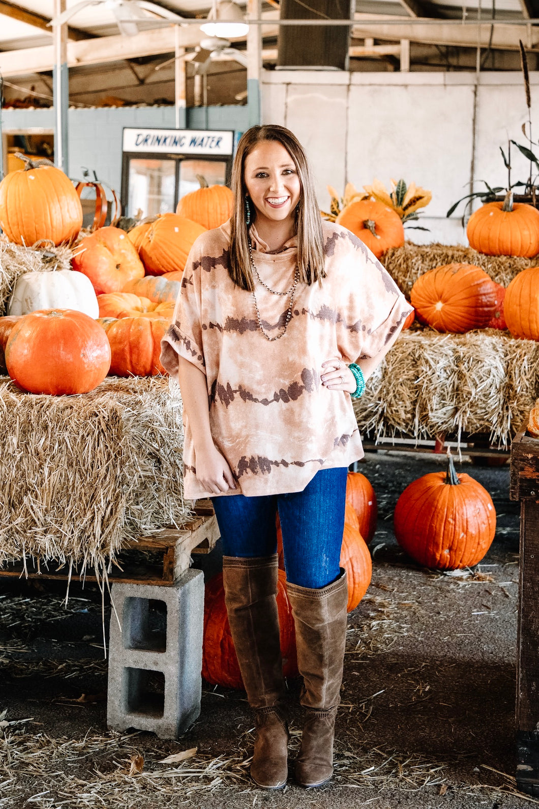 Rust Tie Dye Crew Neck Top