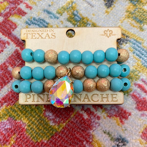 Turquoise wooden PP stack