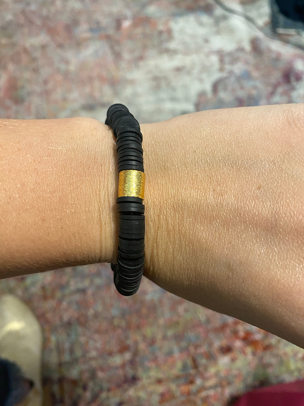 Black disc bead bracelet