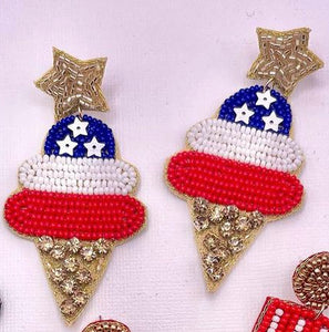 USA Ice Cream Beaded Earrings