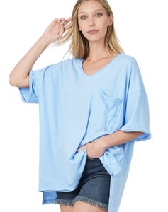 Boyfriend V-Neck Side Slit High/Low Tees