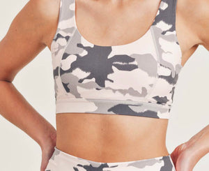 Pink Army Print Sports Bra