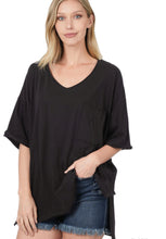 Load image into Gallery viewer, Boyfriend V-Neck Side Slit High/Low Tees
