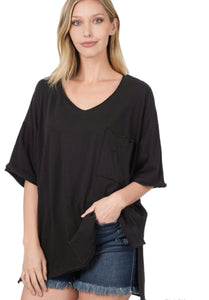 Boyfriend V-Neck Side Slit High/Low Tees