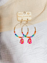 Load image into Gallery viewer, Rainbow Pink Panache Hoops
